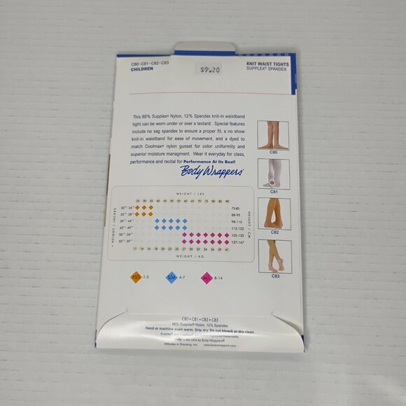 Body Wrappers Total Stretch Knit Waist Tights Full Foot – Child Size S/M (4–7) - Picture 8 of 9